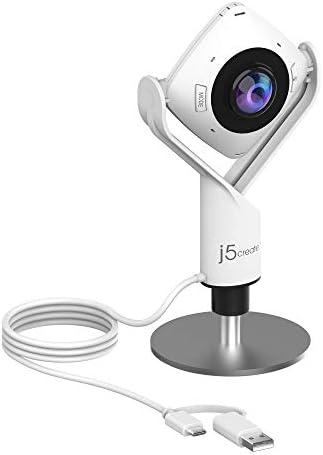 j5create 360 Degree All Around Meeting Webcam - 1080P HD Video Conference Camera with High Fidelity Microphone, USB-C | for Video Conferencing, Online Classes (JVCU360)