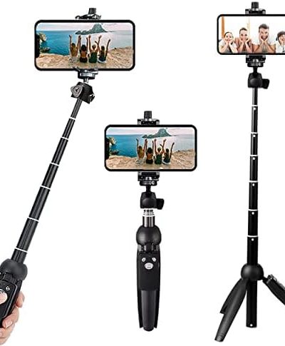 Portable 40 Inch Aluminum Alloy Selfie Stick Phone Tripod with Wireless Remote Shutter Compatible with 14 13 12 11 pro Max Xr X 8 7 6 Plus, Android Smartphone