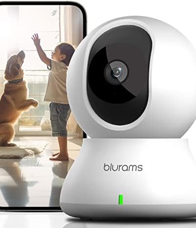 blurams Security Camera, 2K Indoor Camera 360-degree Pet Camera for Home Security w/Motion Tracking, Phone App, 2-Way Audio, IR Night Vision, Siren, Works with Alexa & Google Assistant