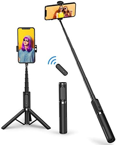 ATUMTEK Bluetooth Selfie Stick Tripod, Extendable 3 in 1 Aluminum Selfie Stick with Wireless Remote and Tripod Stand 270 Rotation for iPhone 13/12/11 Pro/XS Max/XS/XR/X, Samsung and Smartphone Black