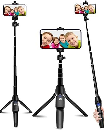 Selfie Stick, 40 inch Extendable Selfie Stick Tripod,Phone Tripod with Wireless Remote Shutter,Group Selfies/Live Streaming/Video Recording Compatible with All Cellphones