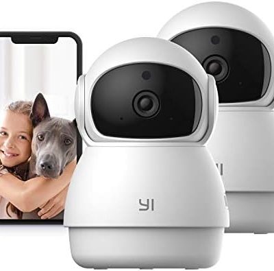YI 2pc Pan-Tilt Dome Security Camera, 360 Degree 2.4G Smart Indoor Pet Dog Cat Cam with Night Vision, 2-Way Audio, Motion Detection, Phone APP, Compatible with Alexa and Google Assistant