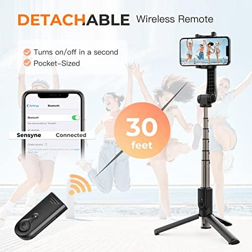 Sensyne 3 in 1 Selfie Stick, 40" Extendable Phone Tripod with Wireless Remote, Lightweight, Portable for Selfies, Video Recording, Live Stream, YouTube, TikTok, Compatible with All Cell Phones - Image 3